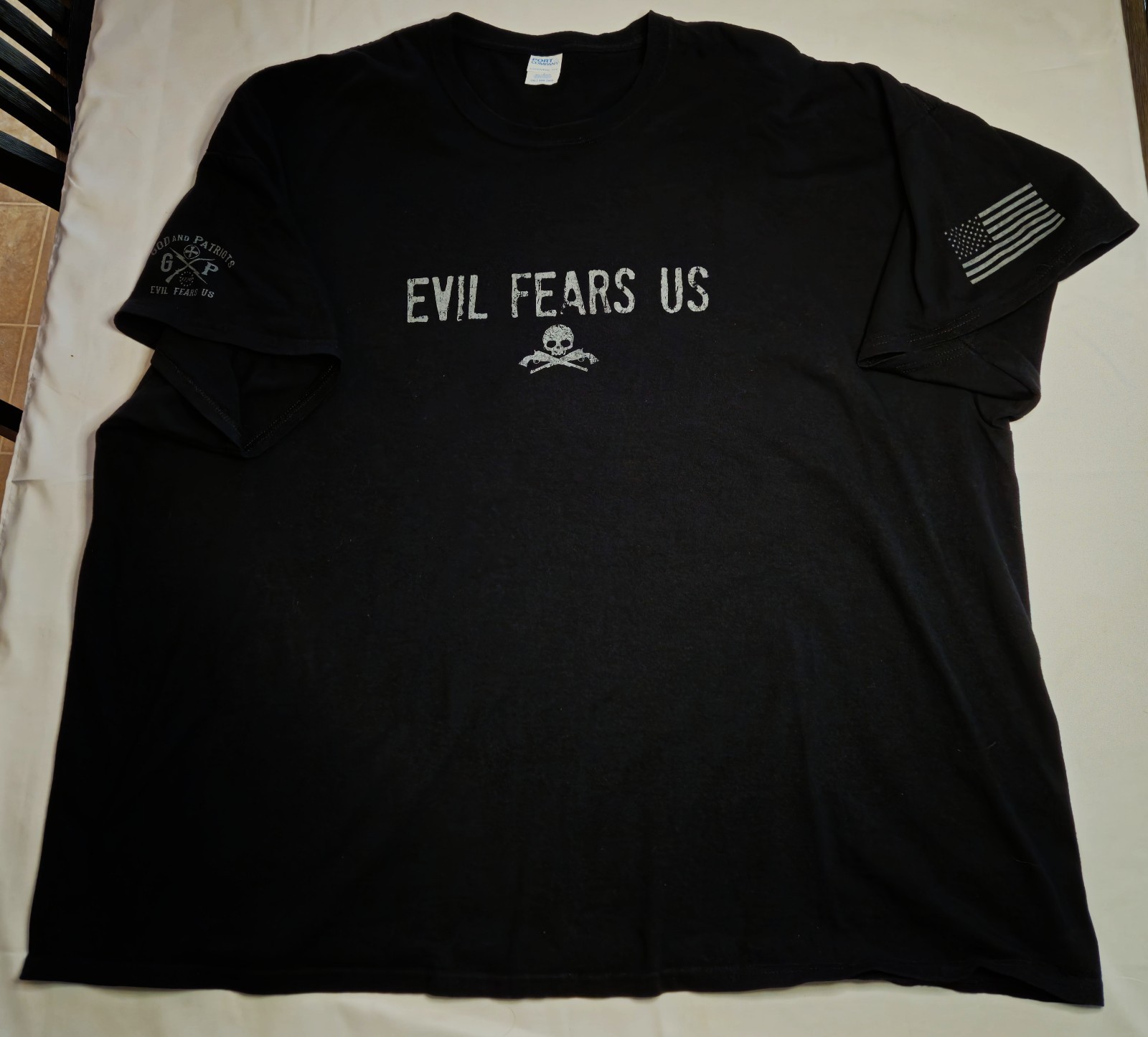 Mens Port & Company Crewneck Essential Tee Evil Fears Us Short Sleeve Tee 5XL