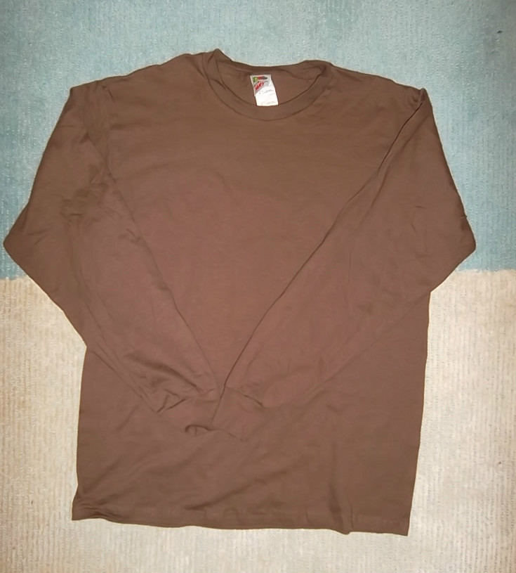Mens Unisex shirt tshirt Brown Red long sleeve large NEW fruit of the loom gallery