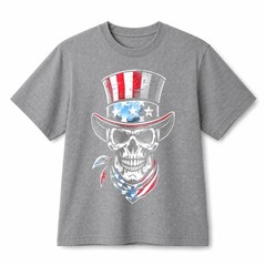 Patriotic Uncle Sam Skull Distressed Veteran USA Graphic Cotton T‑Shirt Unisex