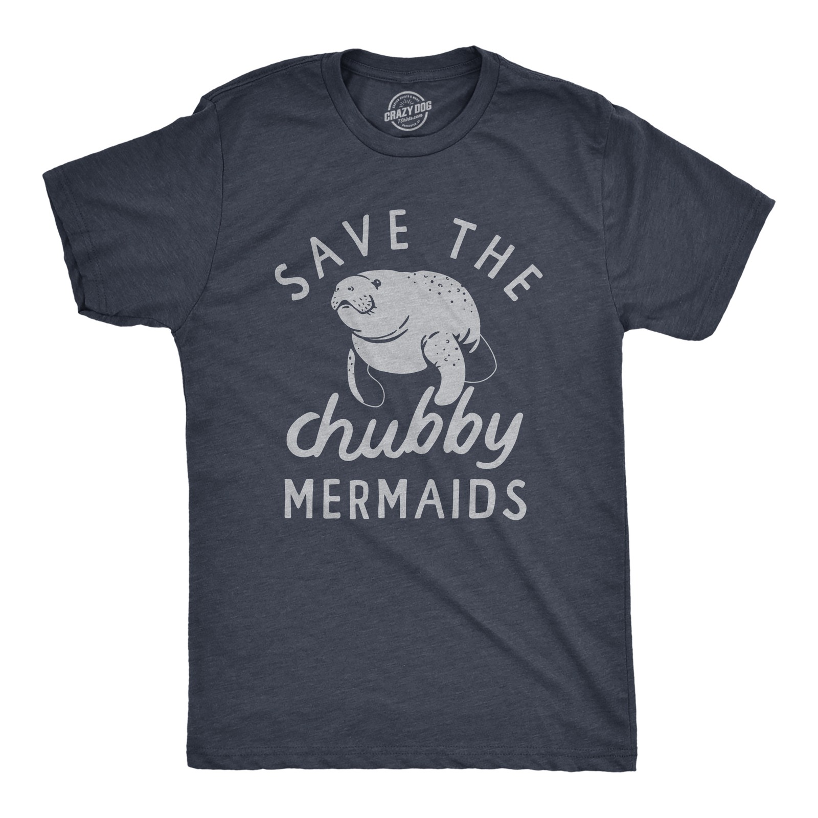 Mens Save The Chubby Mermaids T Shirt Funny Cute Manitee Preservation Tee for gallery