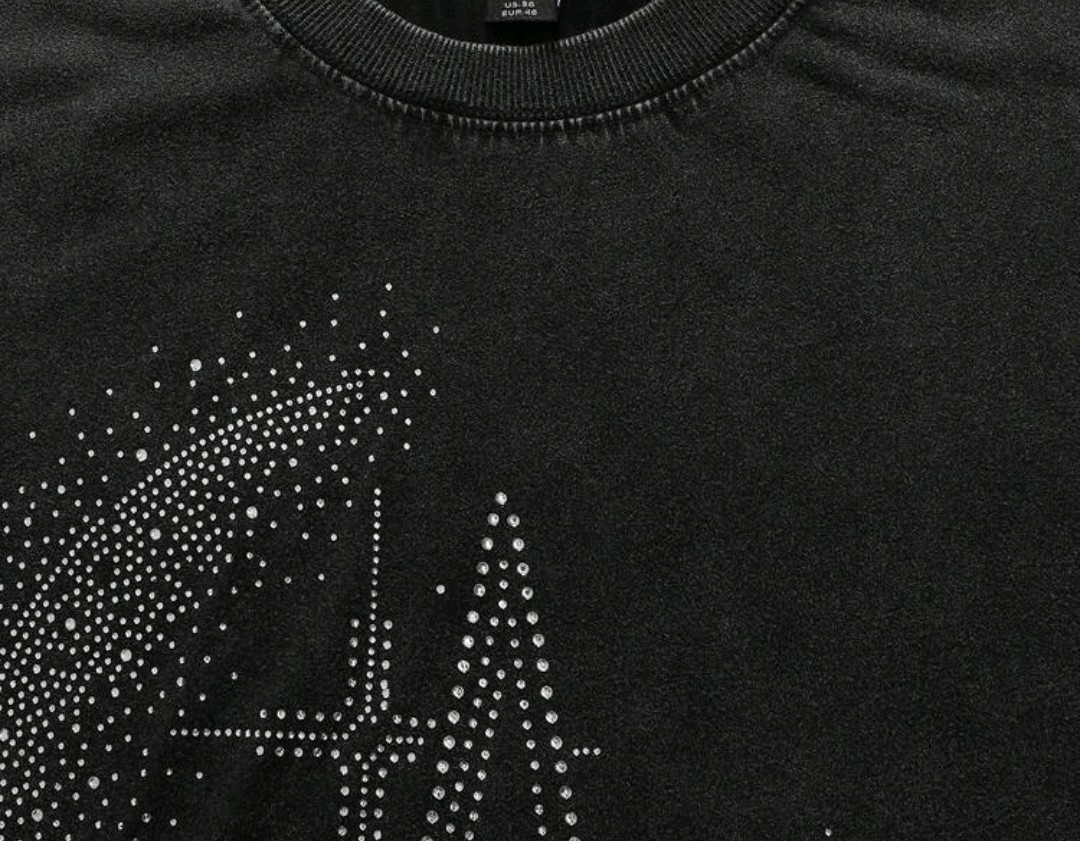 New Men Luxury Diamond Star Rhinestones Fashion Black T-Shirt High Quality gallery