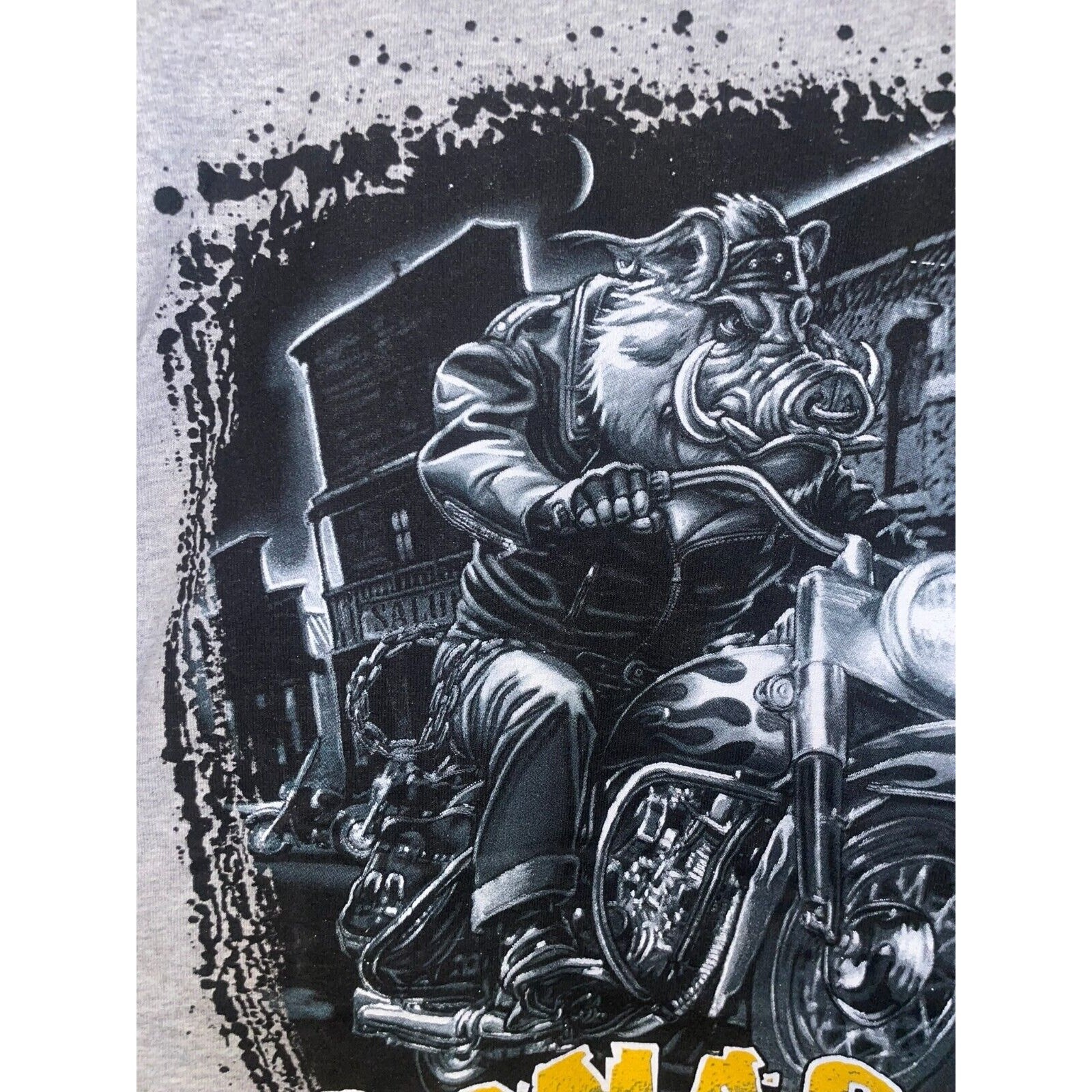 2009 Gildan Ignacio CO Colorado Hog Biker Graphic Gray Shirt Tee 2000s M Medium gallery