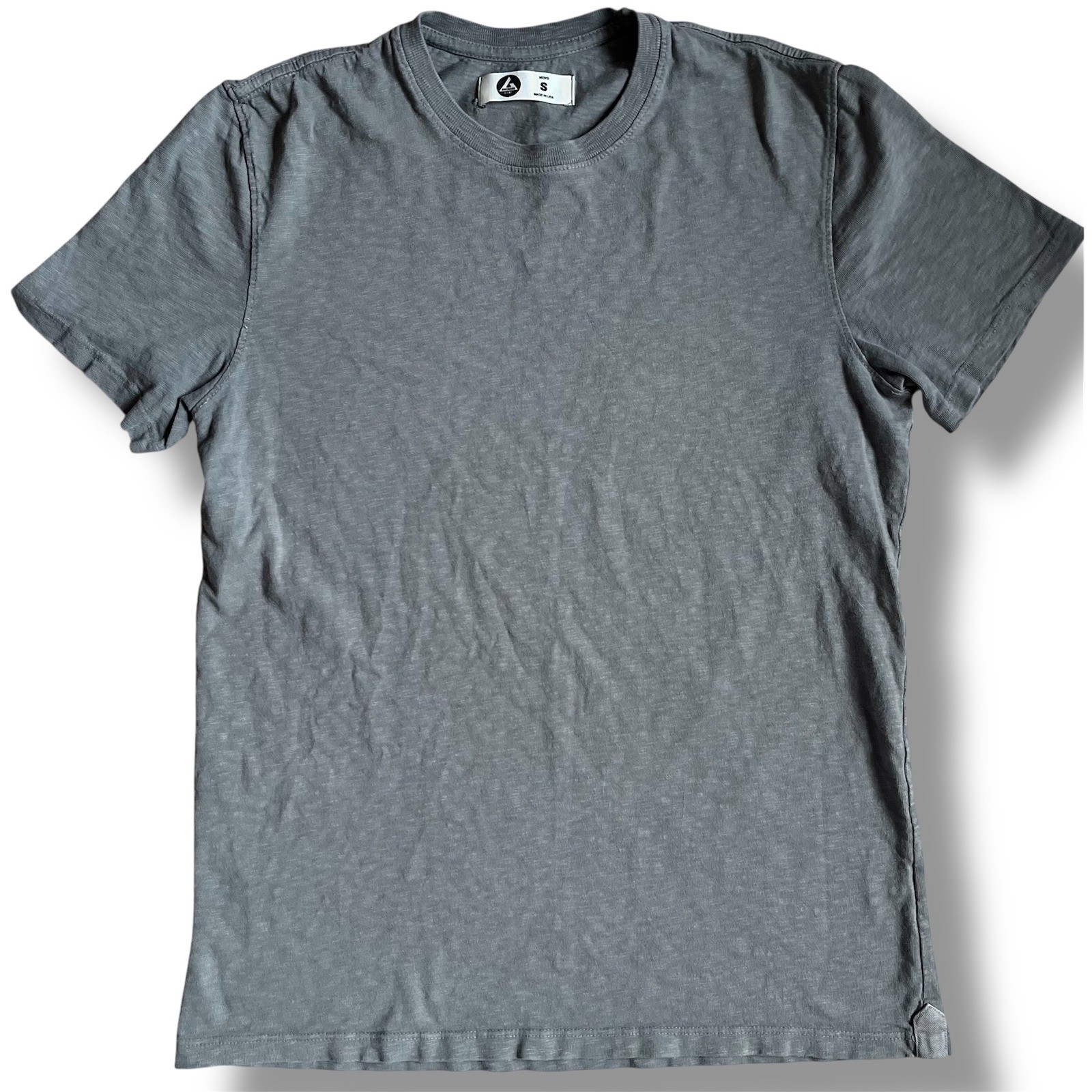 American Giant Mens Cotton Slub Crew Neck T-Shirt Gray Short Sleeve Small USA gallery