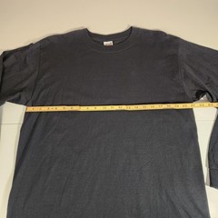 Anvil Men’s Large Heavyweight Black Long Sleeve T-Shirt Ribbed Cuffs / Crew Neck