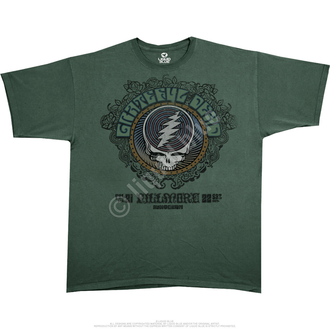 GRATEFUL DEAD-FILLMORE GREEN- STEAL YOUR FACE-T SHIRT S-M-L-XL-XXL Garcia,Wier gallery