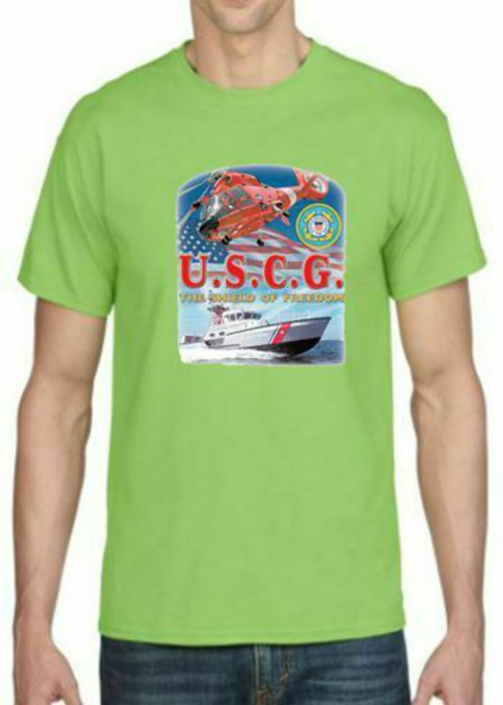 Adult DryBlend® T-Shirt - ( USCG SHIELD - AMERICAN PRIDE / MILITARY ) gallery