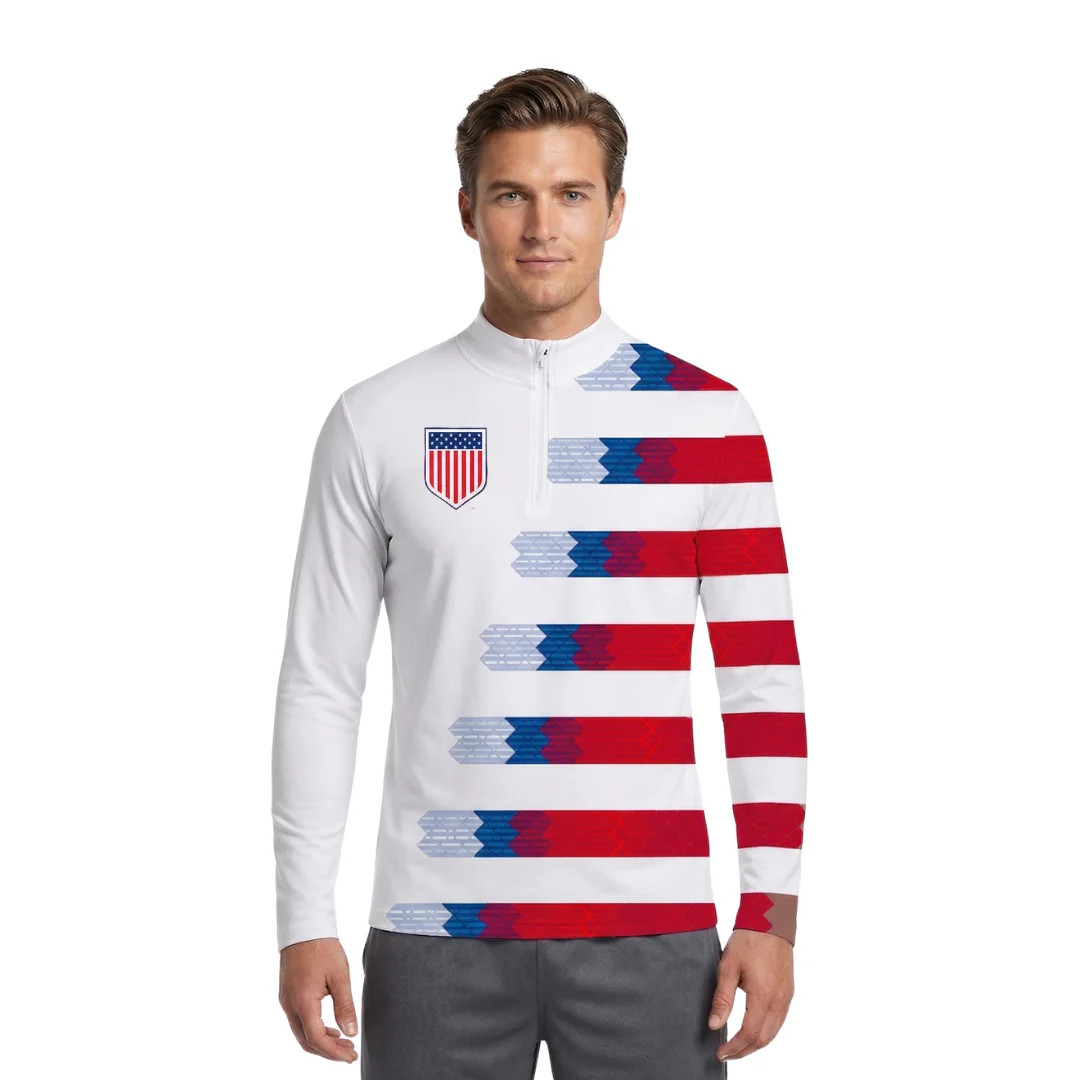 USA Soccer Jersey Replica White 1/4 Zip- PreSale. Ships in 7 days