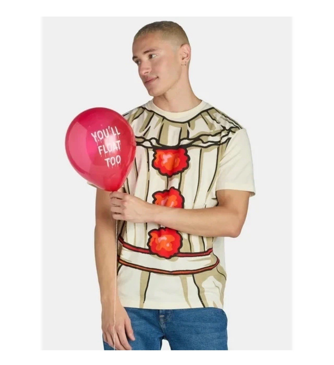 Pennywise IT Men's Halloween Graphic Costume Tee, Multicolor Size S(34/36) gallery