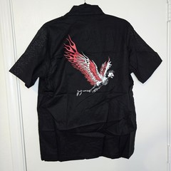 Dead Threads Mens Punk Skeleton Flaming Wings Button Down Sz M Mallgoth Alt Goth