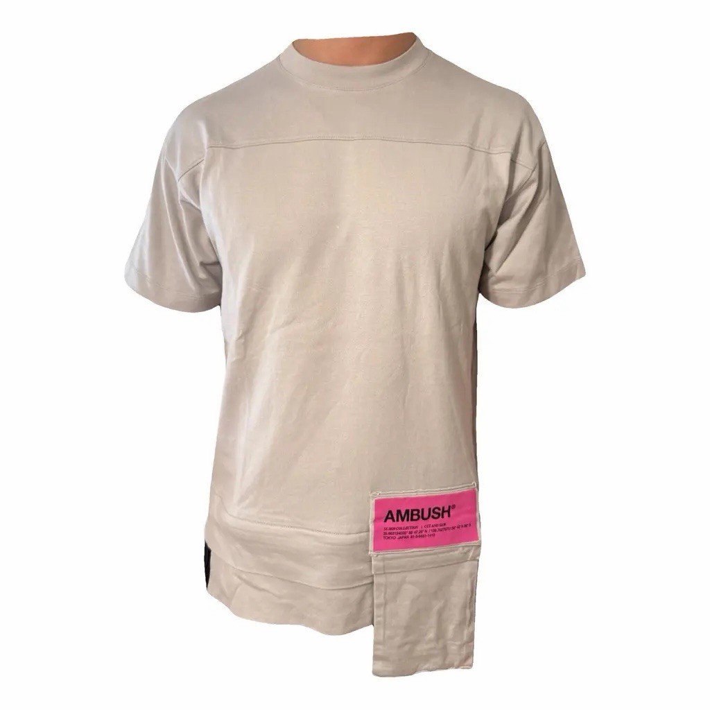 AMBUSH Gray Pink Cotton Jersey Patch SS 2020 Men's Short Sleeve T-Shirt Size 3 gallery