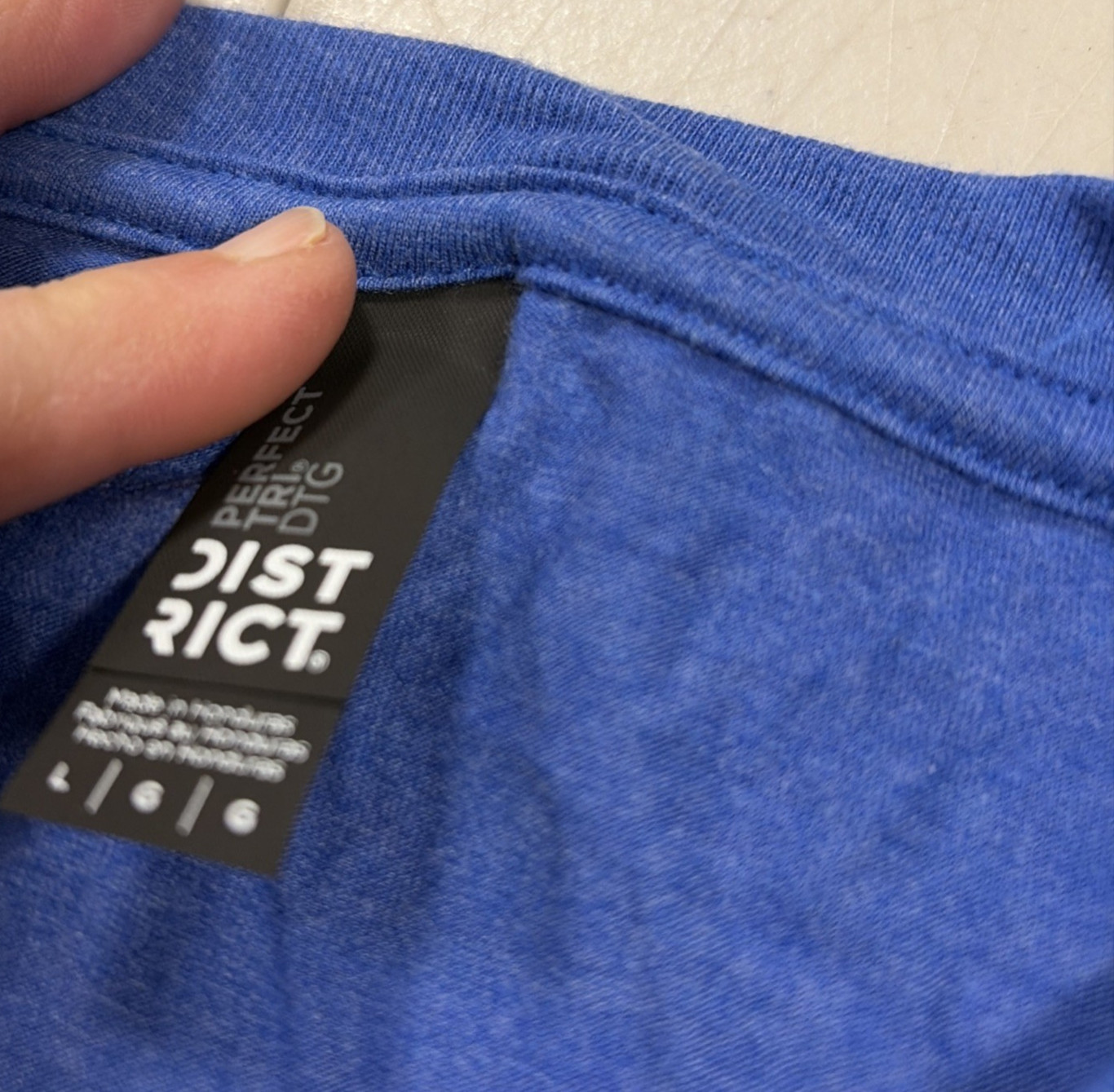 District Perfect Tri DTG Crew-Neck Adult T-Shirt Short Sleeve Blue Size L New gallery