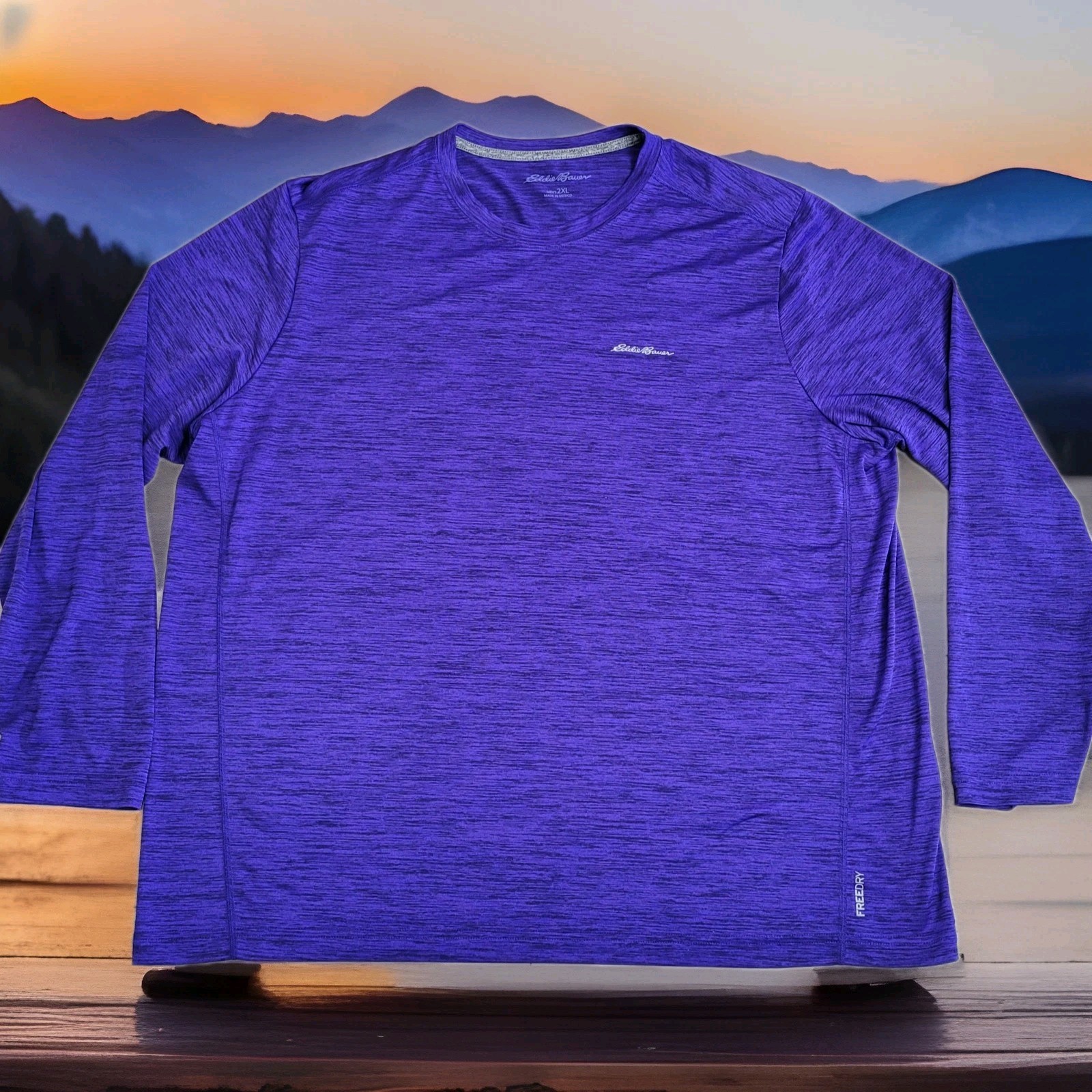 👕Eddie Bauer Shirt Mens 2XL Purple FREEDRY Performance Tee Long Sleeve Gorpcore