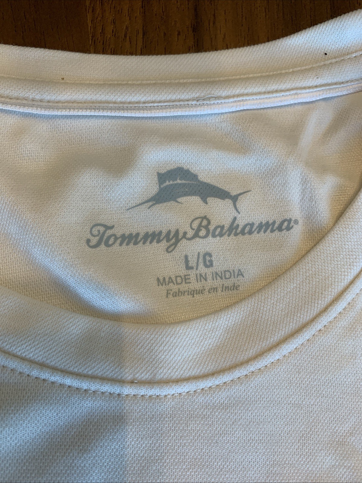 Tommy Bahama SZ L Mens SS Tshirt Coconut Cream Performance Poly Cotton NWT $64.5 gallery