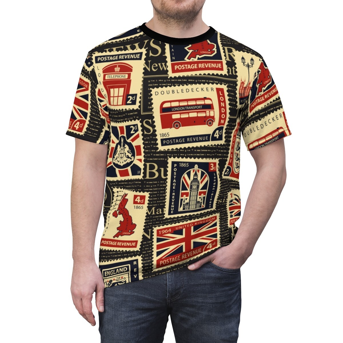 AOP - United Kingdom - Seamless pattern with stamps on theme UK gallery