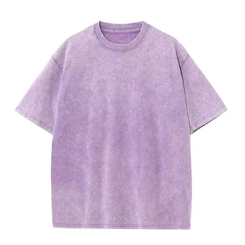 American Style Retro Heavyweight Solid Color Short Sleeved T-shirt Men Women gallery