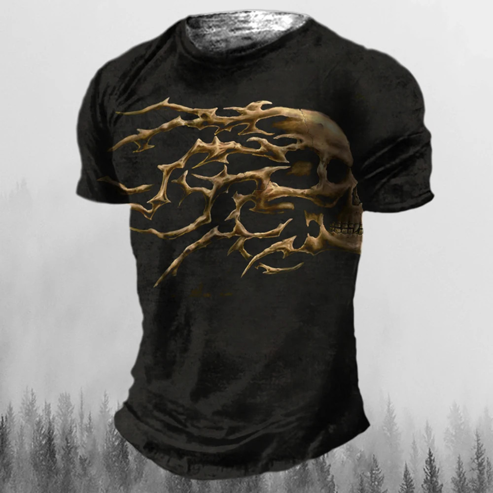 Skull Graphic Polyester T Shirt Mens Biker Gothic Grunge Skater Tee XXS-5XL gallery