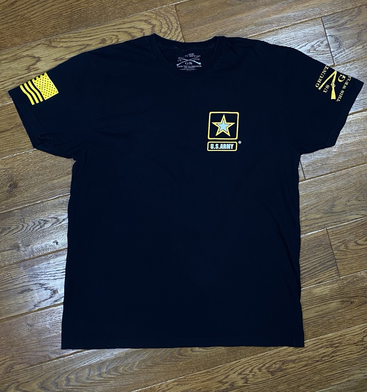 Grunt Style Men’s U.S. Army T-Shirt – Size XL – Black And Yellow
