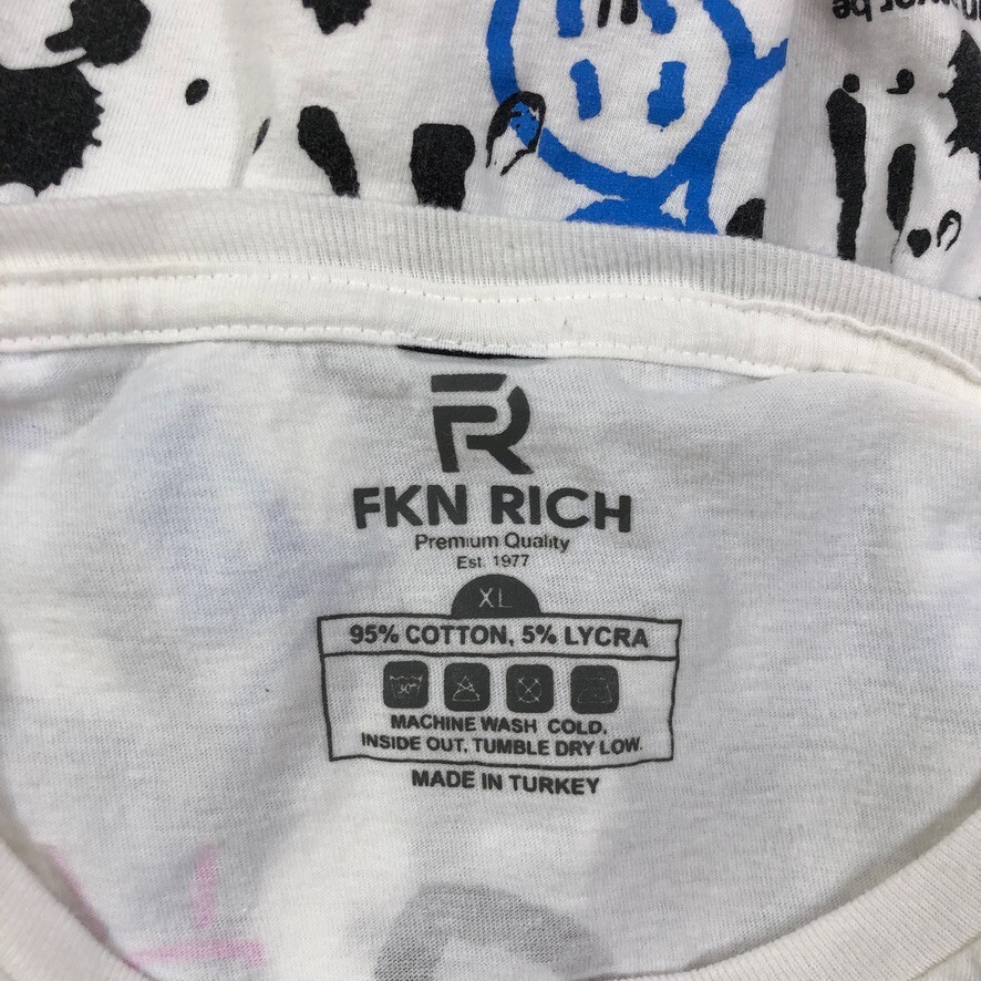 FKN Rich T Shirt Men XL White Graffiti Streetwear Modern Art Summer Collection gallery