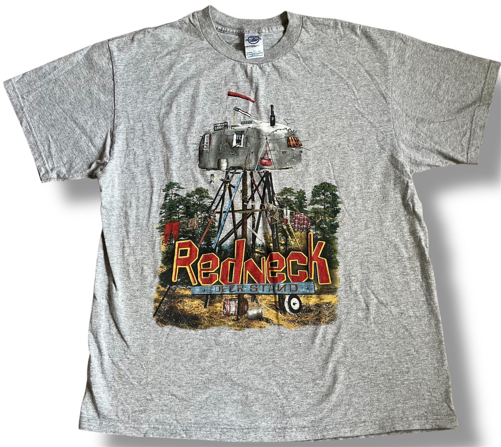 Vintage Y2K Redneck Deer Stand Fishing Dad Joke Fun Graphic T-Shirt Size Large gallery
