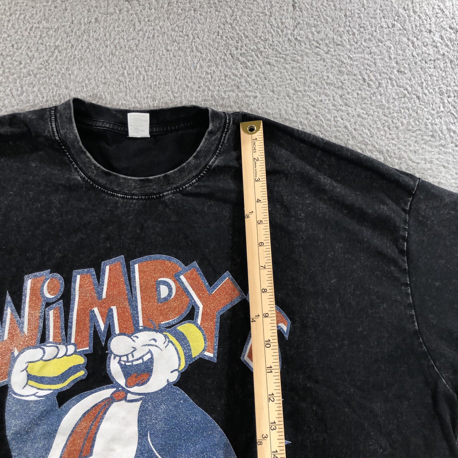 popeye wimpy T Shirt Men’s 3XL Black Acid Wash Burgers gallery