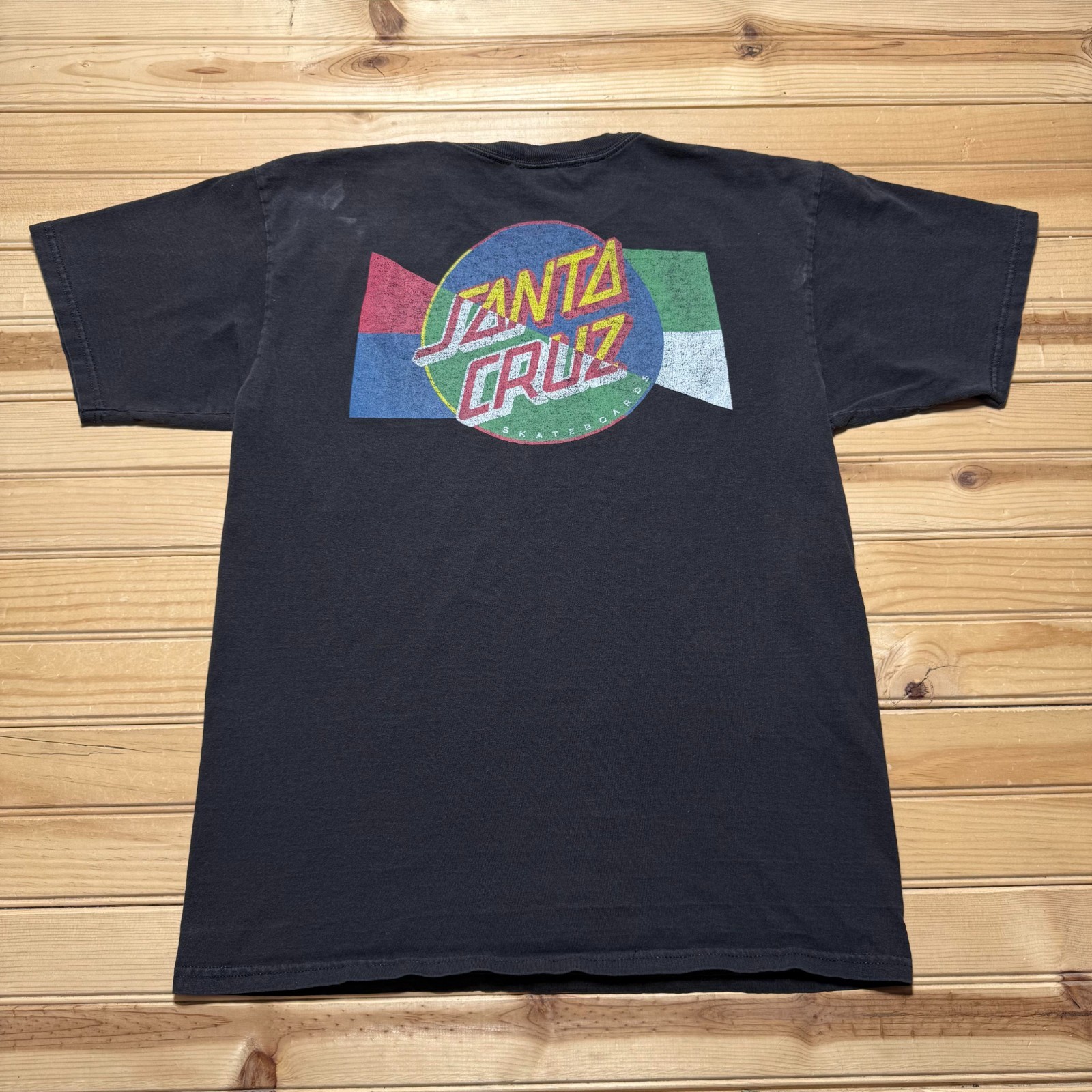 Vintage NHS Santa Cruz Skateboards Brand Color Block Logo Shirt Size Medium gallery
