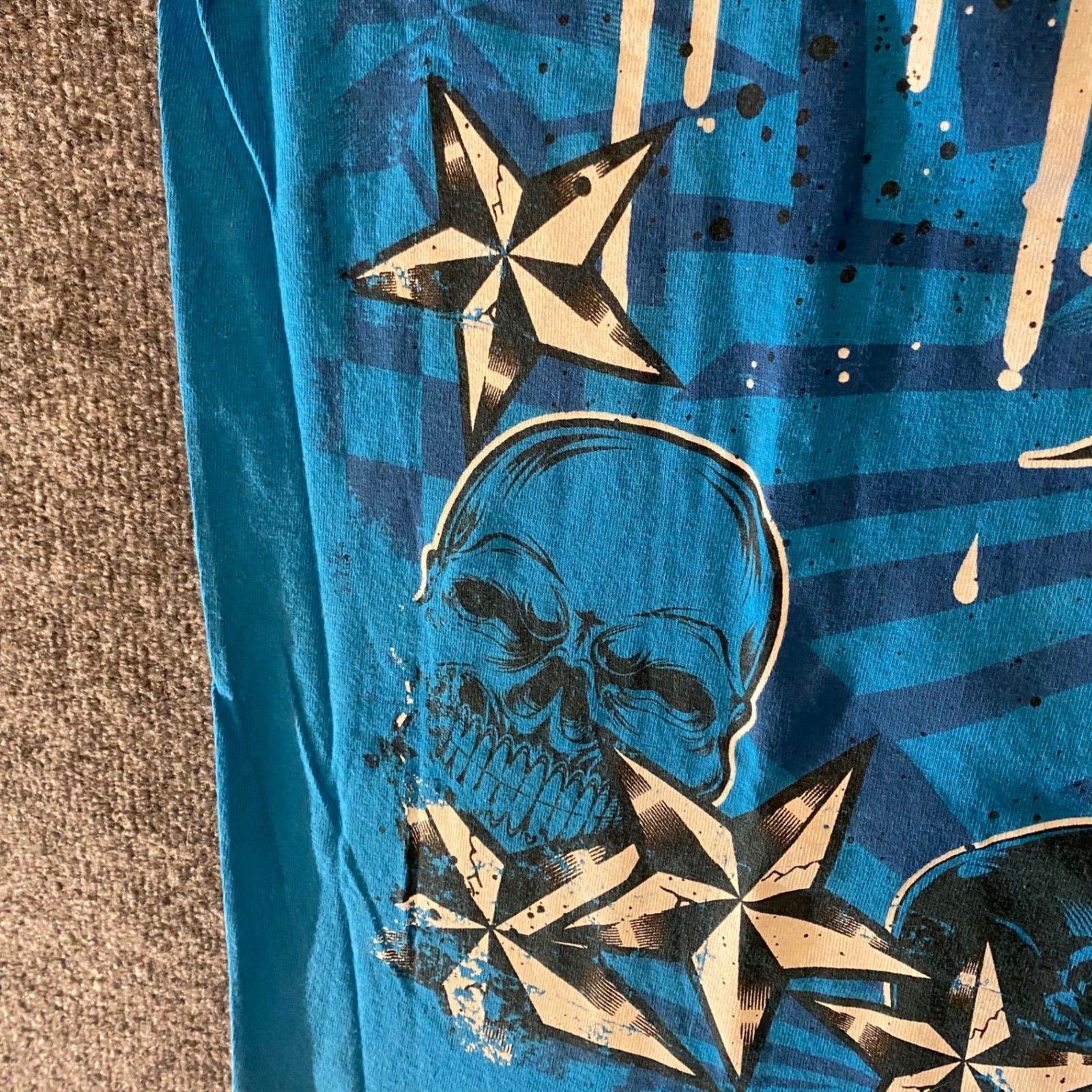 Delta Pro Weight Shirt Mens L Blue Skull Wings Stars Graphic Cotton Short Tee gallery