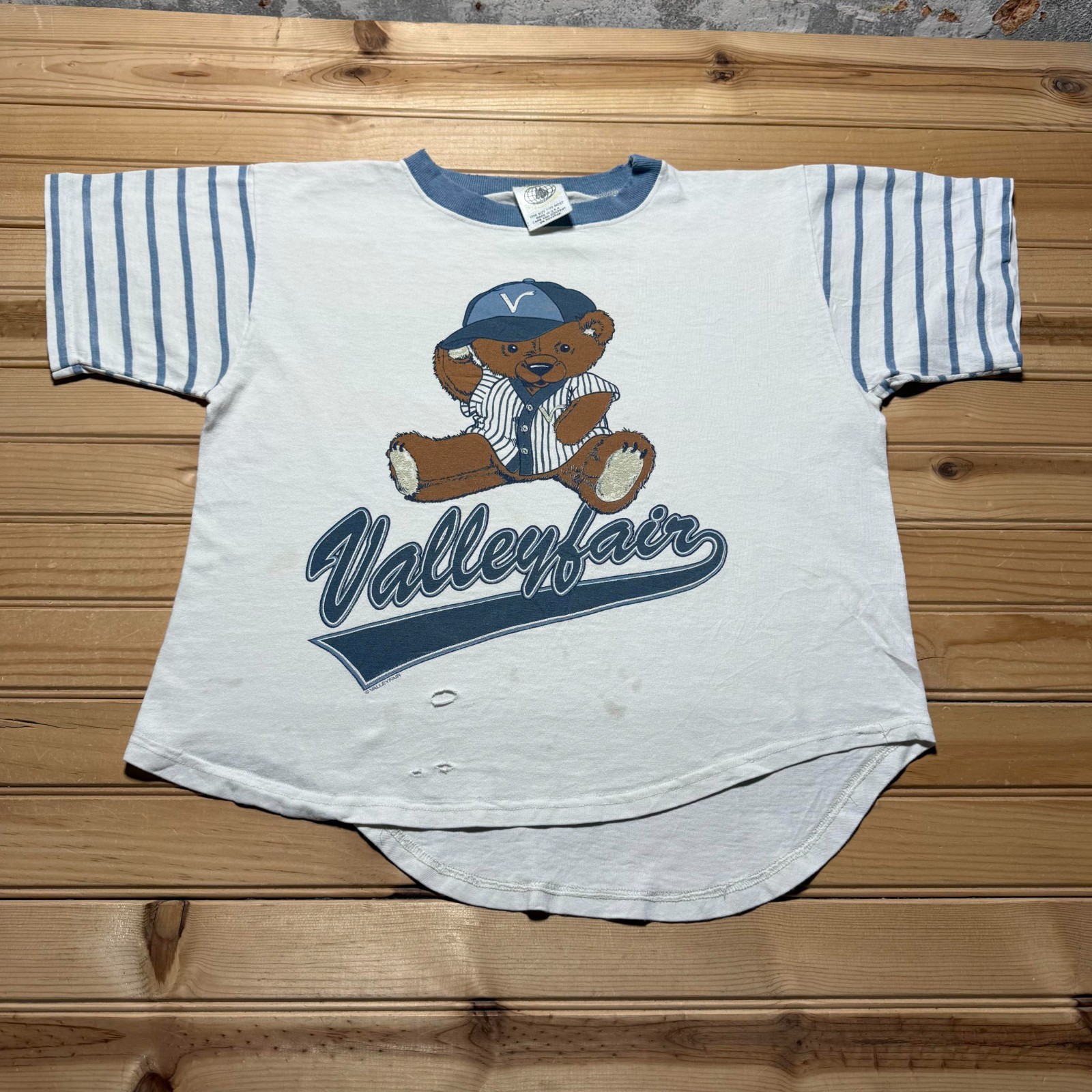 Vintage 90s Valleyfair Baseball Teddy Bear Sports Graphic T-Shirt USA One Size gallery