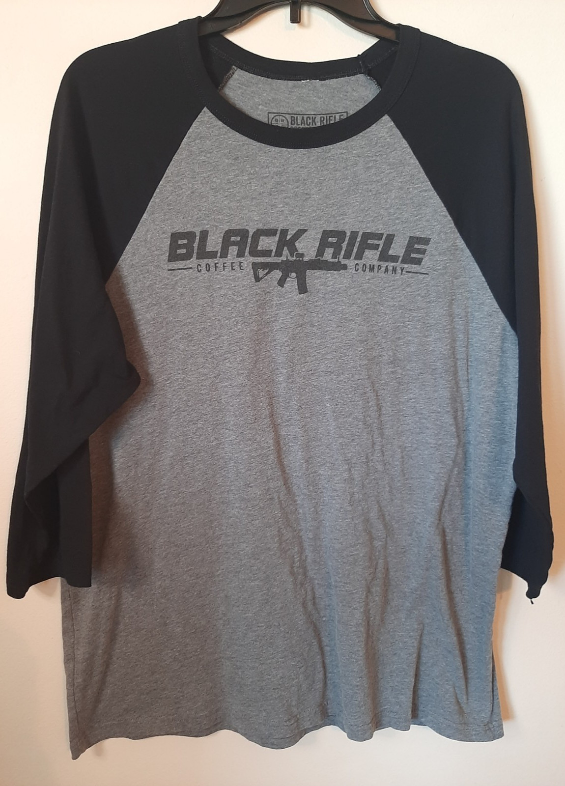 Black Rifle Coffee Company Shirt Men's X-Large Gray Raglan Baseball 3/4 Sleeve gallery