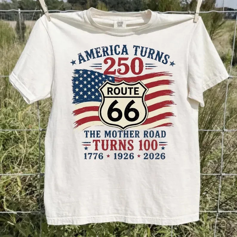 Route 66 100 Years & America 250 T-Shirt, USA 250th Anniversary Gift gallery