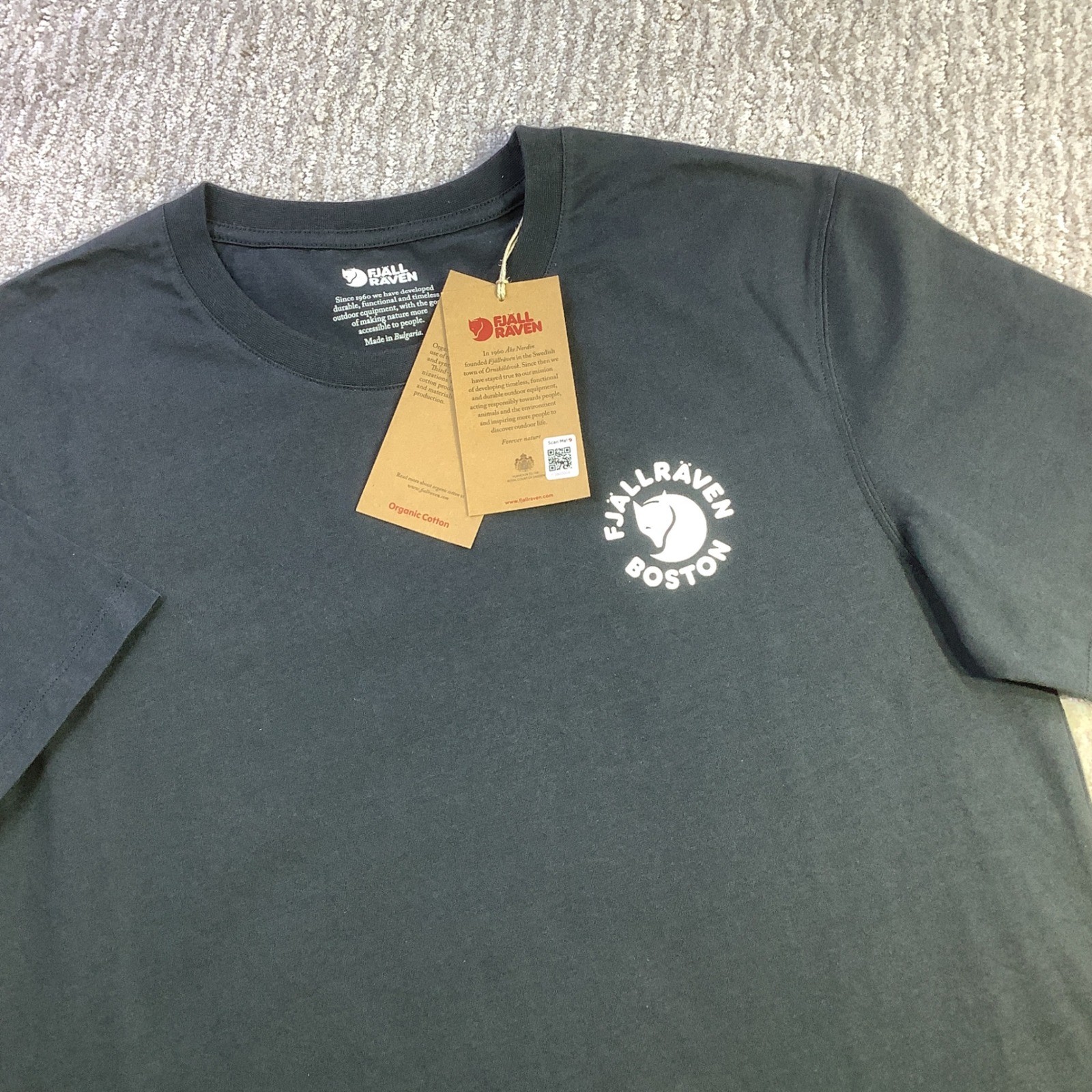Fjallraven Kanken T-shirt Boston Black Organic Cotton Unisex Size XS NWT