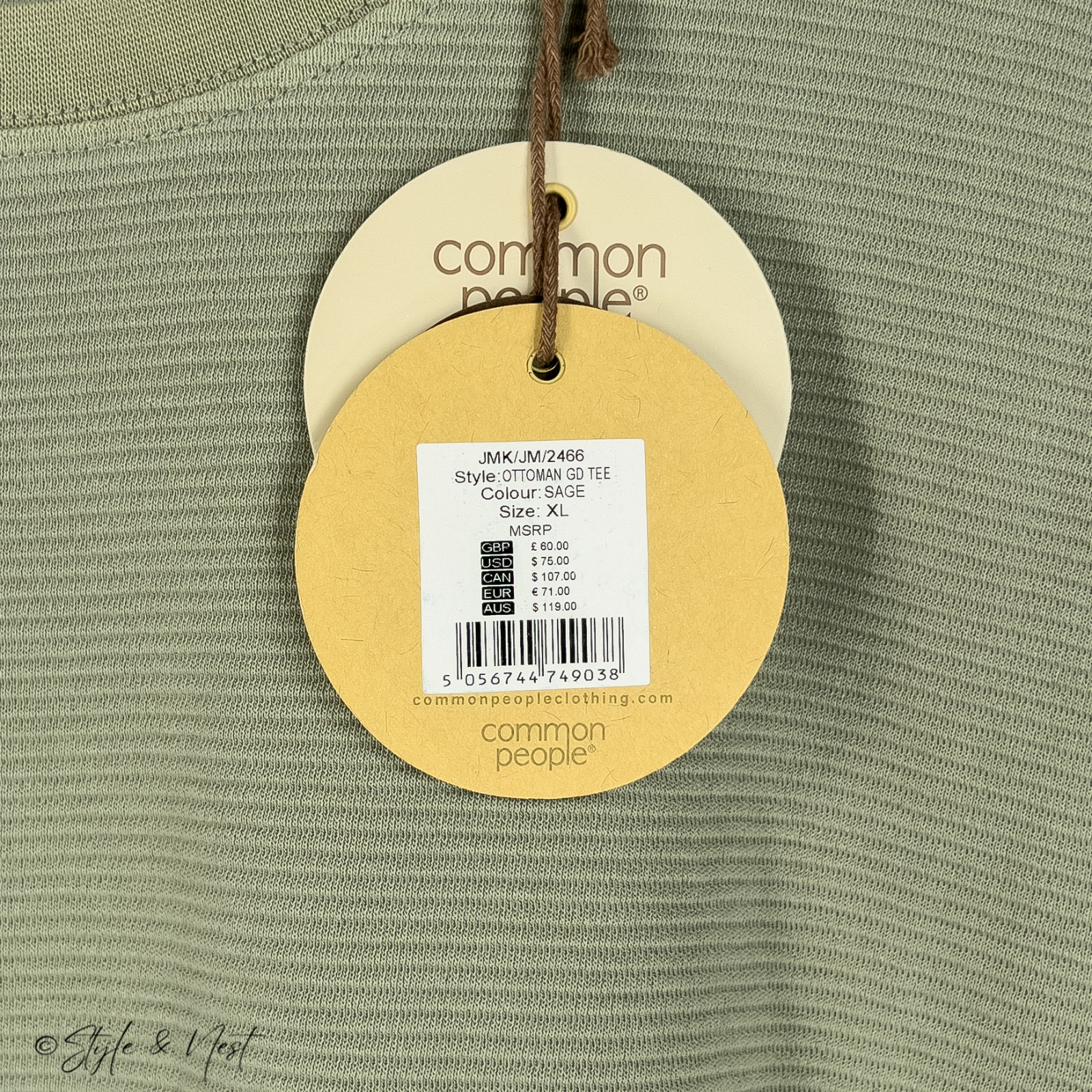 Common People Waffle Knit Tee XL Sage Green Cozy Ribbed Coastal gallery
