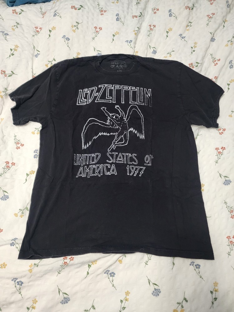 Unisex Large Led Zeppelin United States of America 1977 Short Sleeve T-shirt