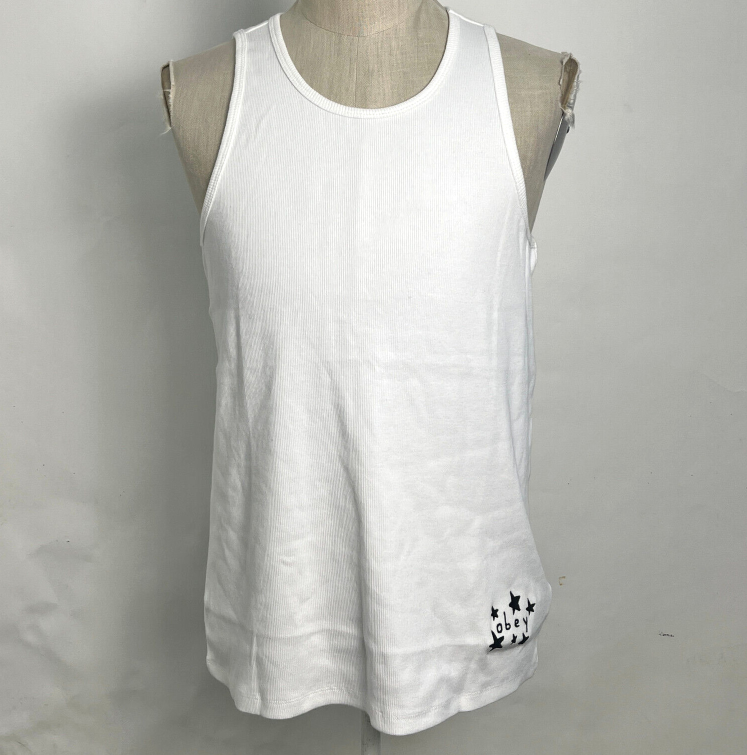 Obey Men's Ribbed Tank Top Bubble White Size M NEW Stars Shepard Fairey gallery
