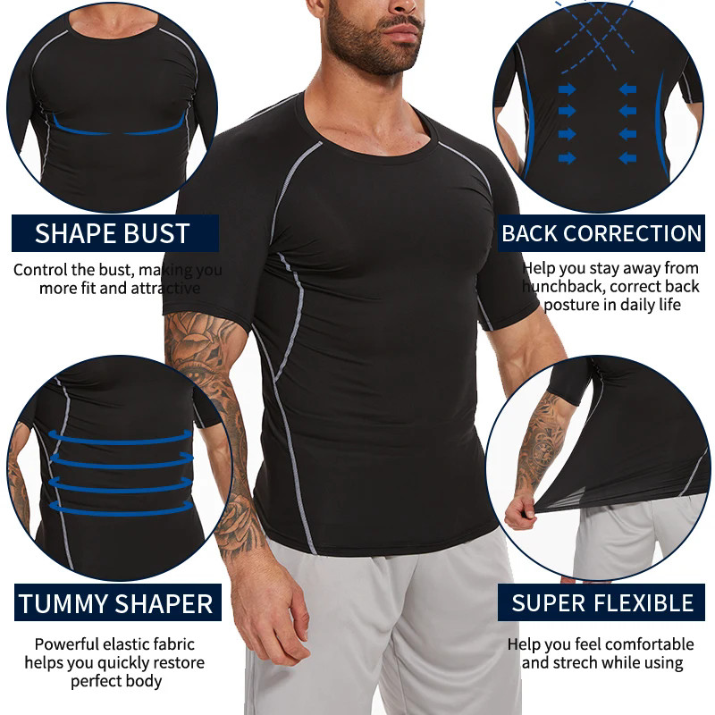Mens Compression Shirt Athletic Fitness Breathable Tank Tops Camisa de hombre US gallery