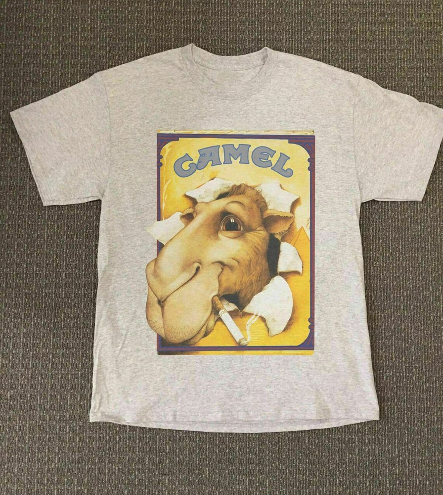 Vtg Heather Gray Joe Camel Cigarettes Cotton Sport Grey Full Size Shirt EN147