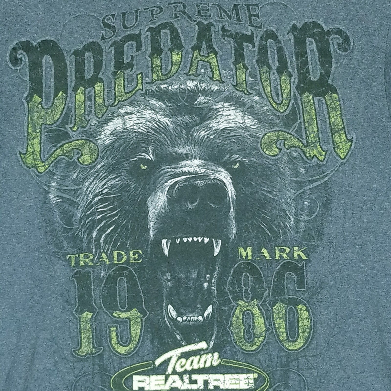 Realtree Shirt Men Medium Blue Gray Supreme Predator Grizzly Bear Graphic Tee gallery