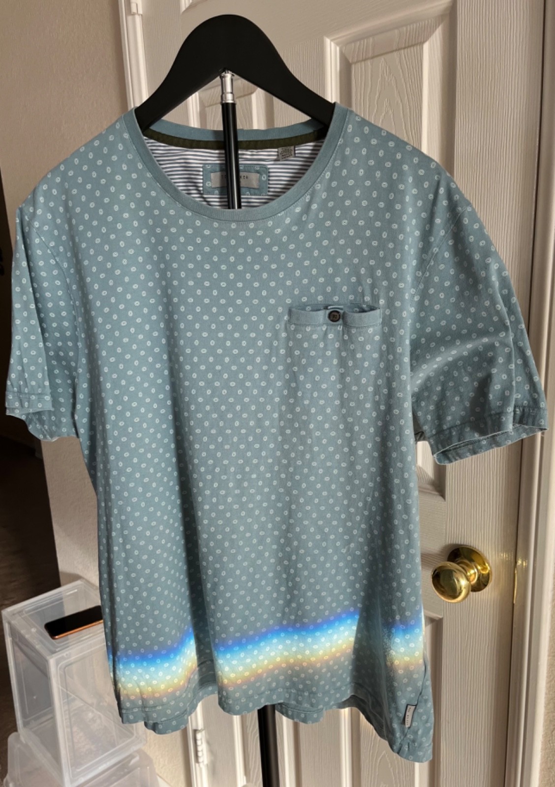Ted Baker London High Quality One Pocket Light Blue Tshirt Size 6 Loose Fit gallery
