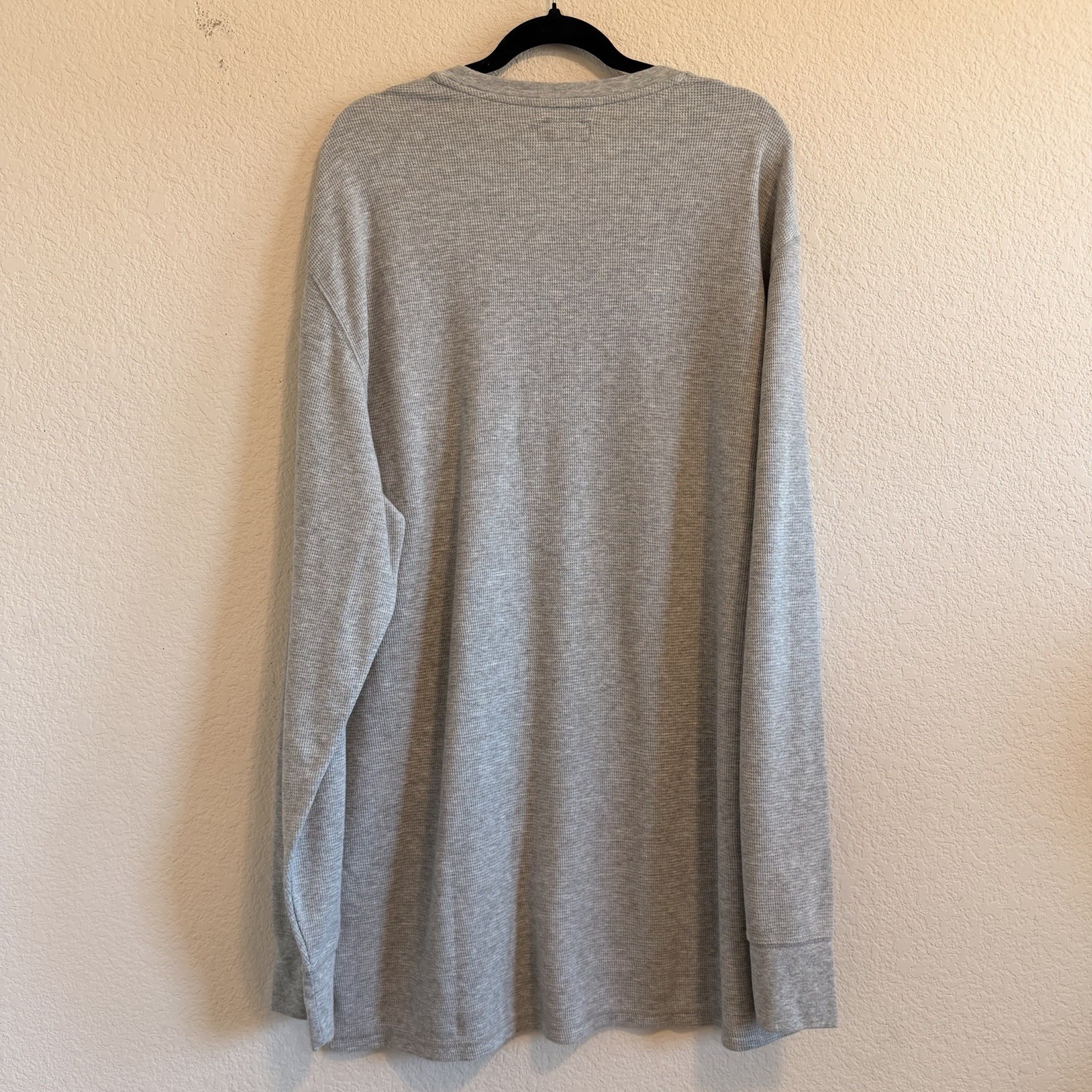 Polo Ralph Lauren Embroidered Bear Gray Waffle Thermal Long Sleeve Shirt Mens 3X gallery