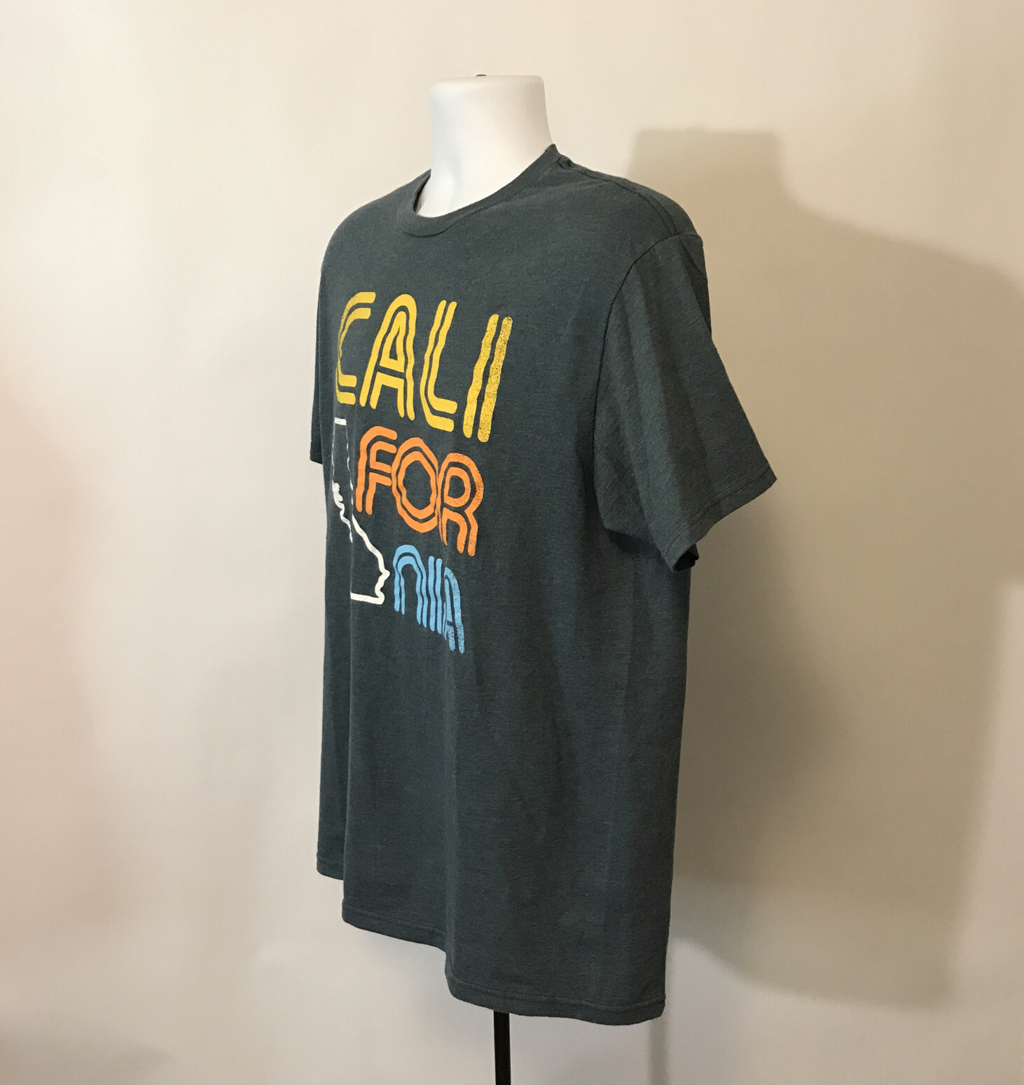 California theme T-shirt M/sz.L Blue 50% Cotton 50% Poly 70's style custom faded gallery