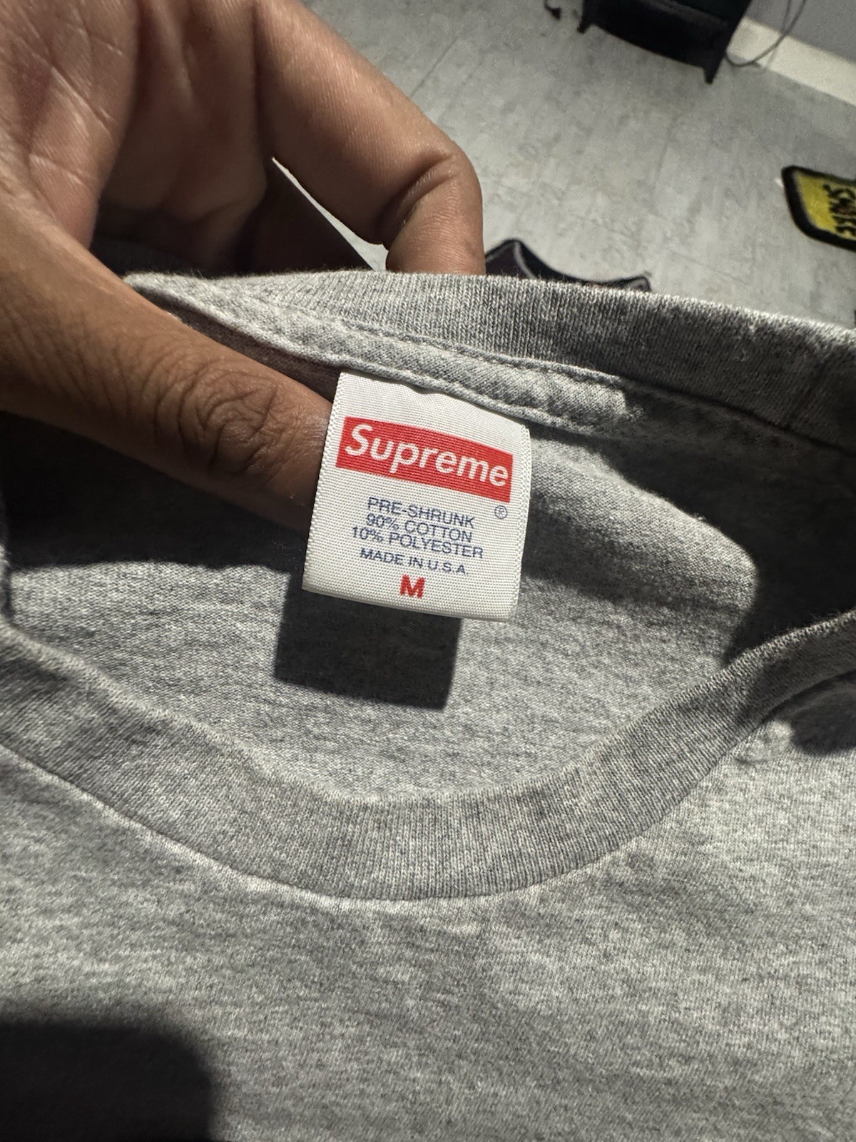 supreme new york tee size M heather grey 100% authentic gallery