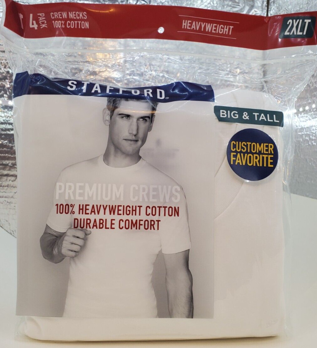 Stafford T Shirts Heavyweight 100% Cotton Crew Necks 2XL BIG & TALL (4-Pack) gallery