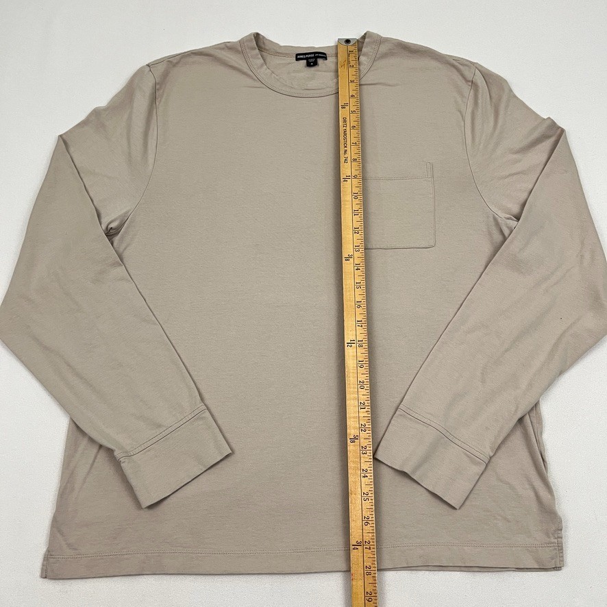 James Perse Men XL (4) Beige Long Sleeve Pocket Cotton Crew Casual Made in Japan gallery