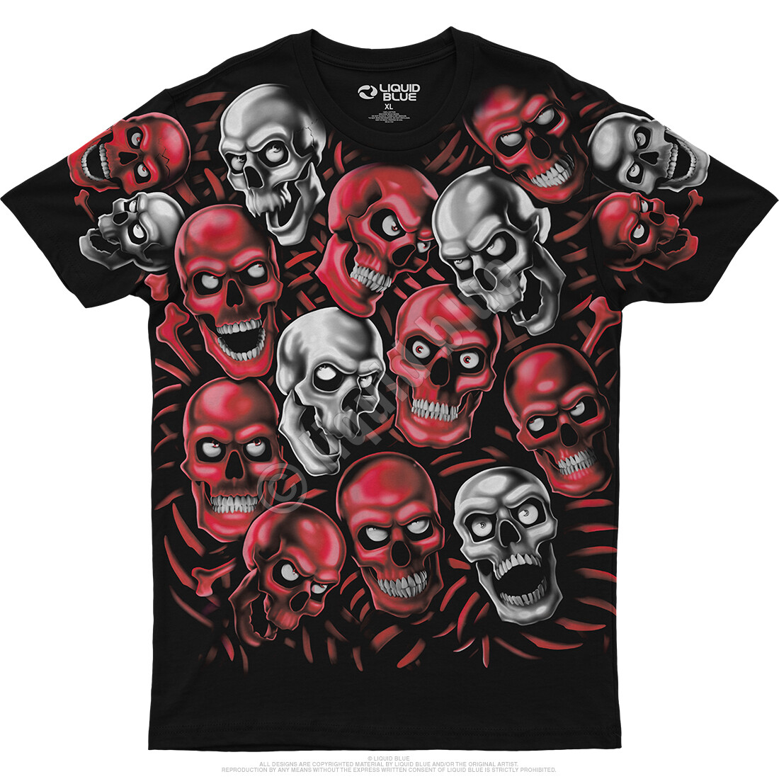JUICY J STAY FLY-SKULL PILE- RED/GREY-T-SHIRT S-M-L-XL-XXL AUTHENTIC HALLOWEEN gallery