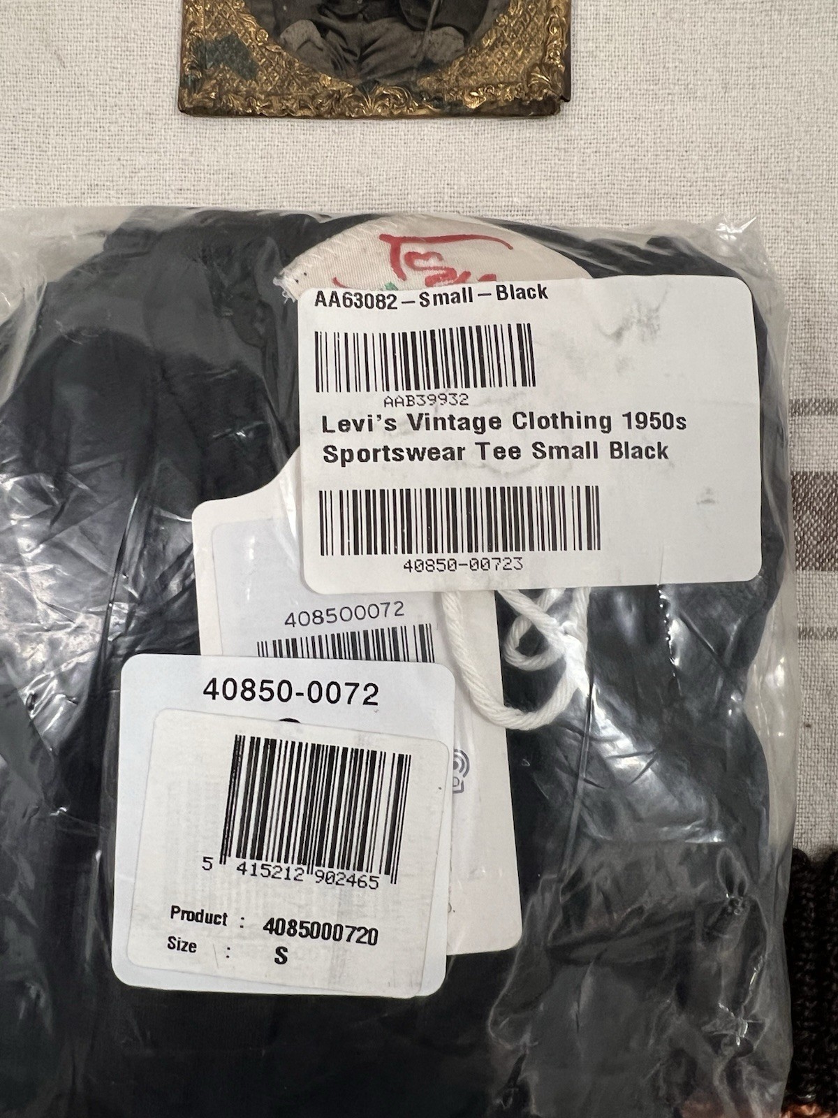 LVC T-Shirt S 50s Sportswear Black New Tags BNWT Levi's Vintage Clothing 36 Slim gallery