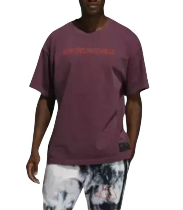 Adidas DANIEL PATRICK X HARDEN Men’s Short Sleeve Tee Shirt Maroon FR5636 Size M