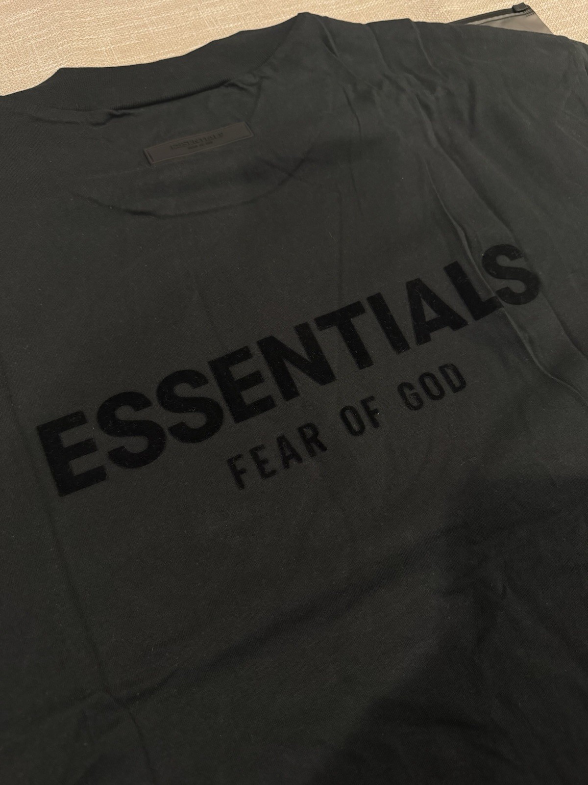Fear of God Essentials Men’s M Black Crew Neck Short Sleeve Logo Tee gallery
