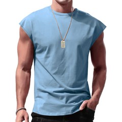 Mens Casual Sleeveless T-Shirt Solid Color Vest Tank Tops for Vacation Travel