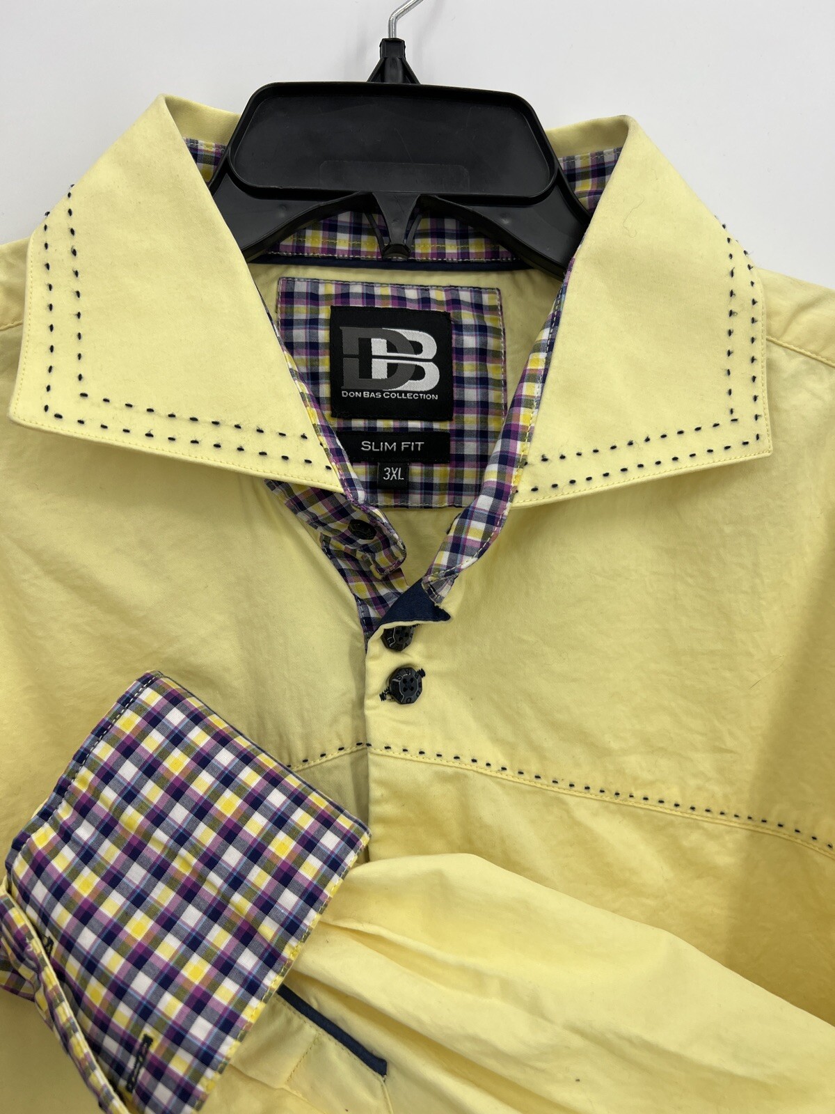 Don Bas Collection Dress Shirt Mens 3XL Yellow Quality Western Ornate Flip Cuff gallery