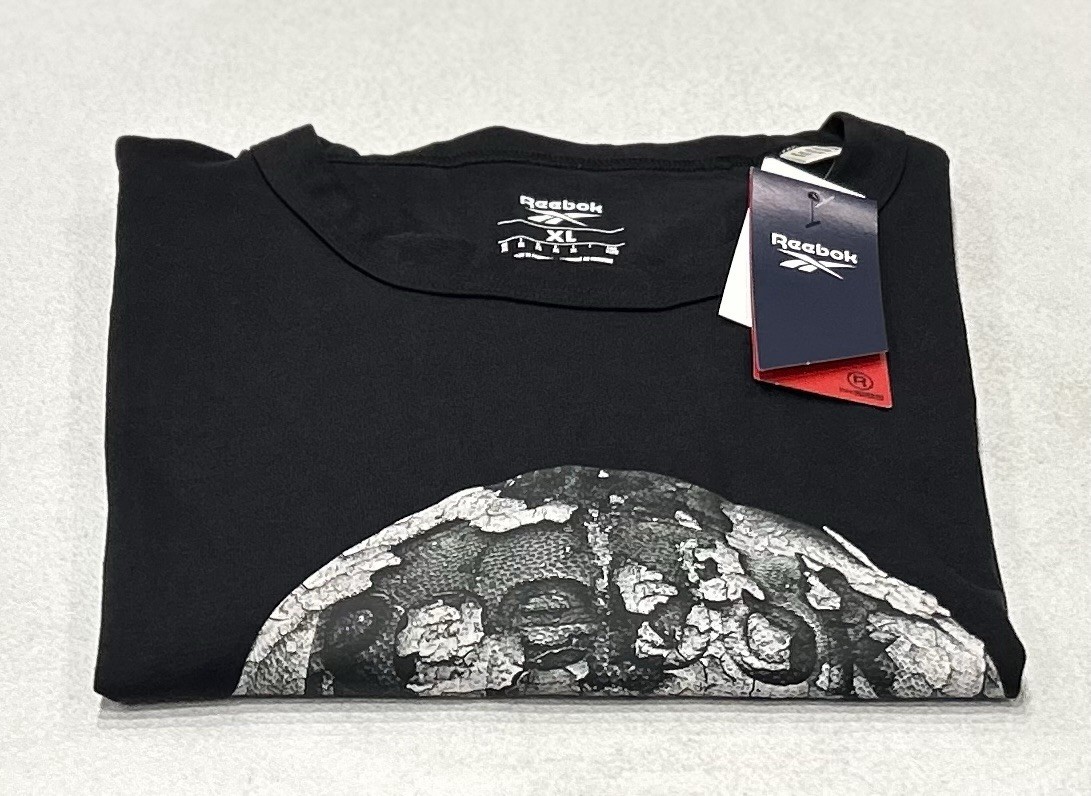 Reebok Men's Regular Fit Short Sleeve Graphic Hoopwear T-Shirt, Black, XL gallery