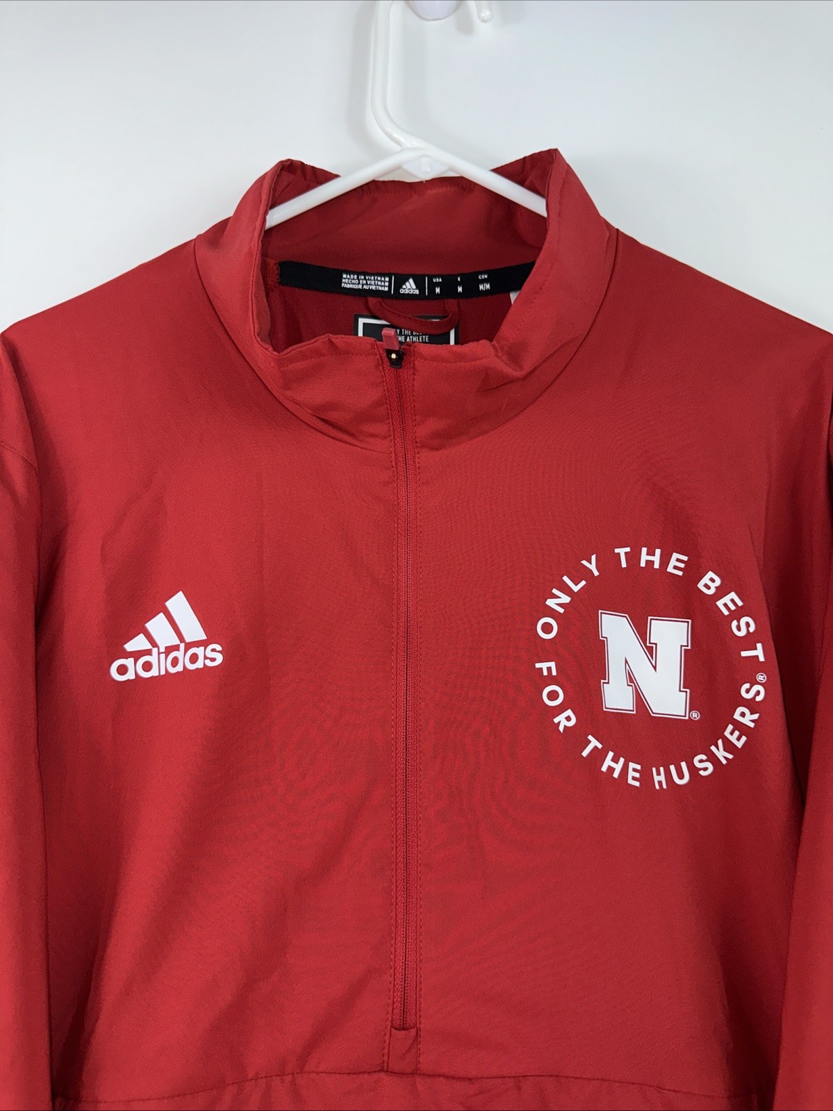 NWT Adidas AeroReady Red Nebraska CornHuskers Men’s Medium 1/4 Zip Jacket gallery